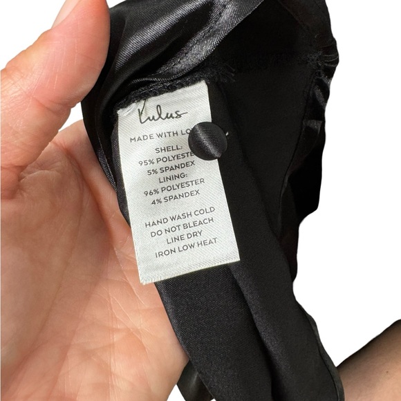 Lulus | NWT Endlessly Intriguing Open Back Black Satin Maxi Dress Large - Picture 6 of 11